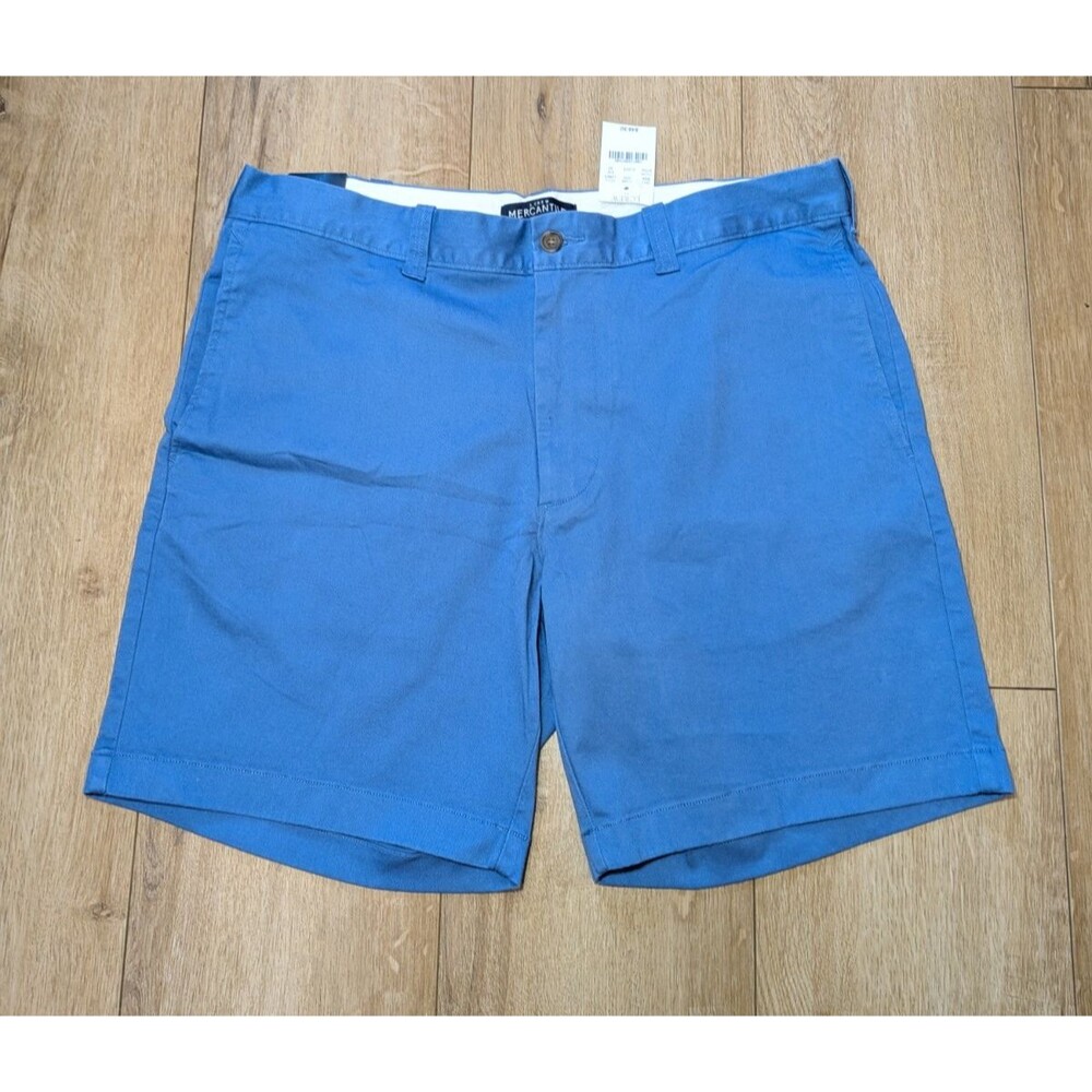 J.CREW Chino Shorts Men 33 Flex 7" Inseam Flat Front Blue Cotton Stretch L0923